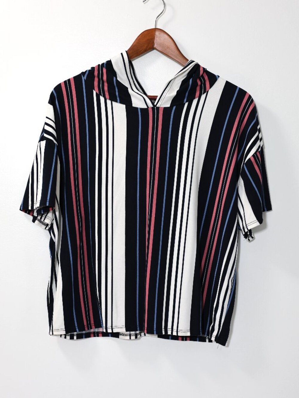 Stripped Hooded Short Sleeve